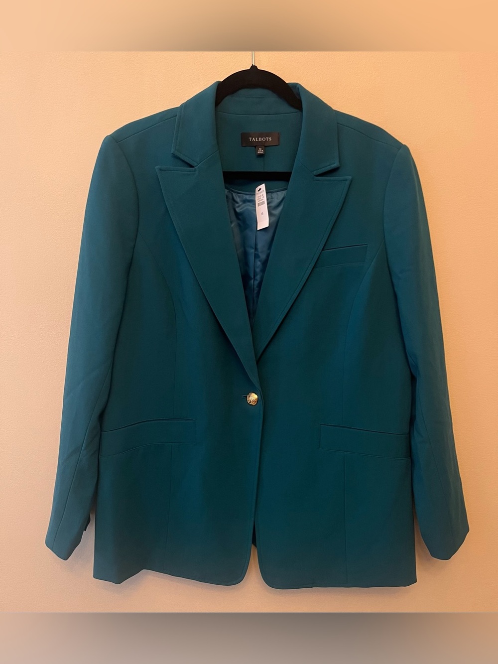 NWT Talbots Single Button Blazer Women's Size 16 Teal